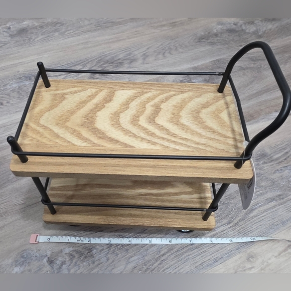 Mini Coffee Bar Cart Two-Tier Wood & Metal Countertop Organizer - New with Tag - Picture 5 of 8
